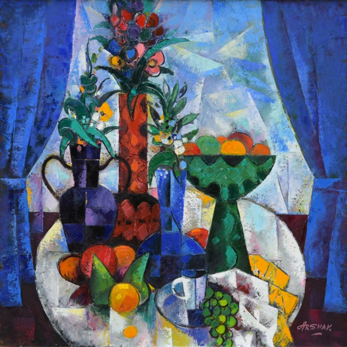 Still life with fruits and flowers