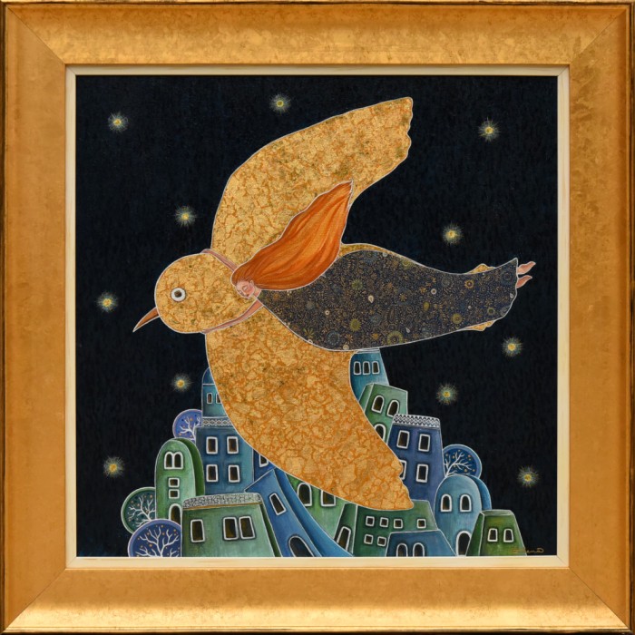 Flight over blue timelessness