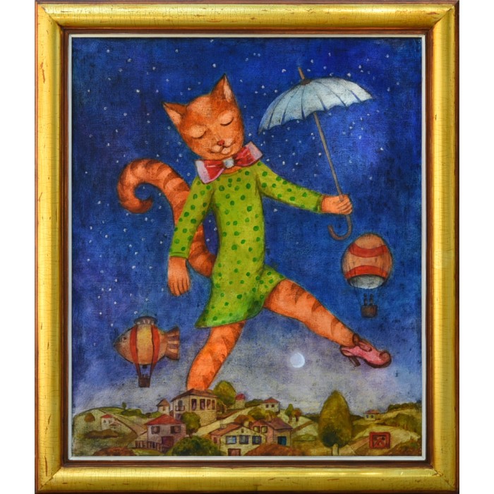 Cat with an umbrella