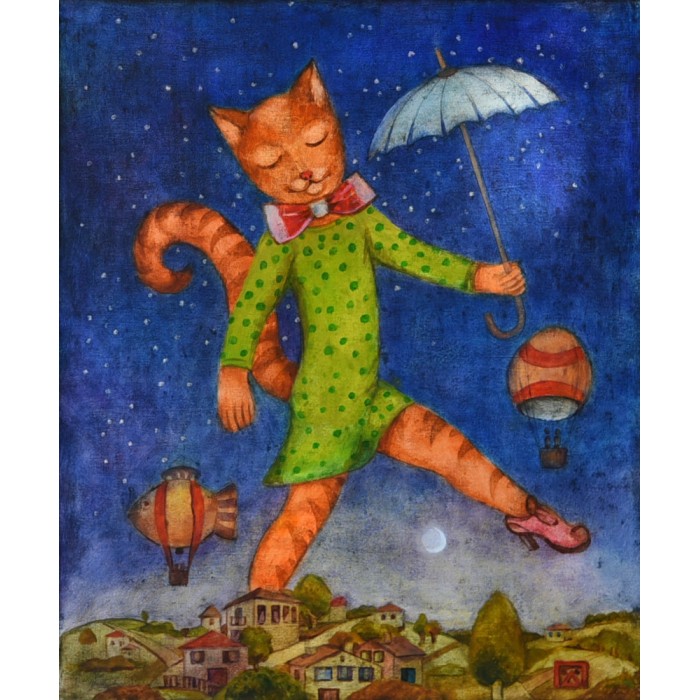 Cat with an umbrella