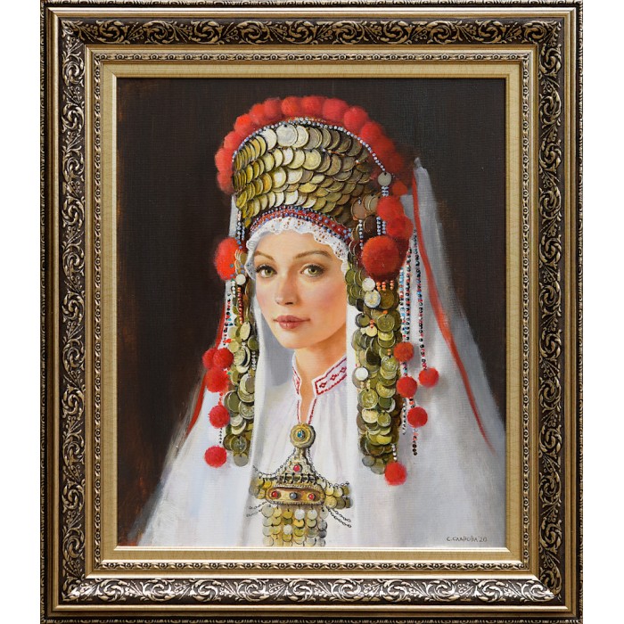 A girl in a bridal costume