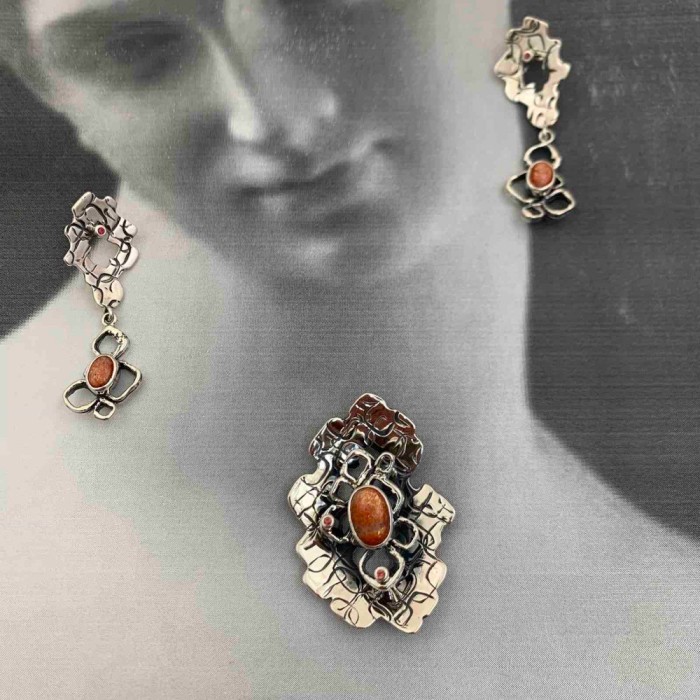 Necklace, earrings